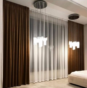 Комплект Viva Lux 400x300 см 2 шт, сетка, тюль, велюр, бархат, коричневый