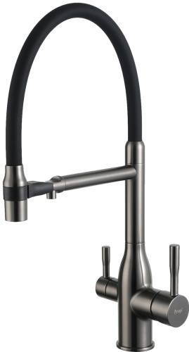 Смеситель с гибким изливом Frap F4398-9, латунь, цвет черный, графит
