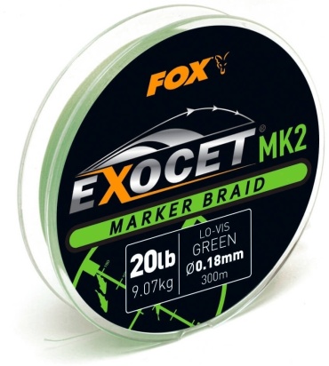 FOX плетеный шнур Exocet MK2 20lb CBL012 0.18 мм зеленый