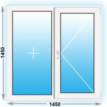 Пластиковое окно Grunder двухстворчатое 145x145 см, тип открывания поворотный