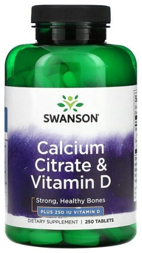 Swanson мультивитамины Calcium Citrate & Vitamin D 250 МЕ 250 таблеток