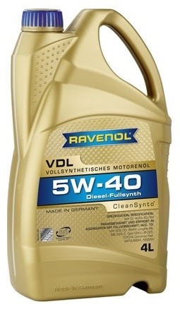 Синтетическое RAVENOL VDL 5W-40 4 л