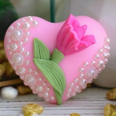 Chocolove Сердечко с цветком 2 D силикон