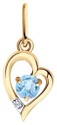 Подвеска Diamant 51-330-01316-1 вес 0.44 г золото, топаз