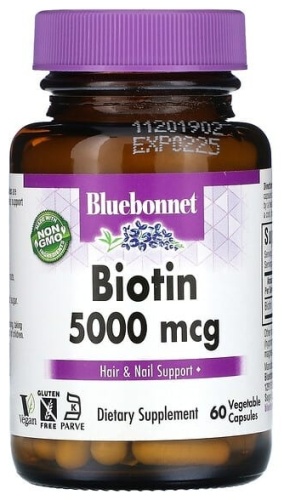 Bluebonnet Nutrition Биотин, 5000 мкг капсулы 60 шт