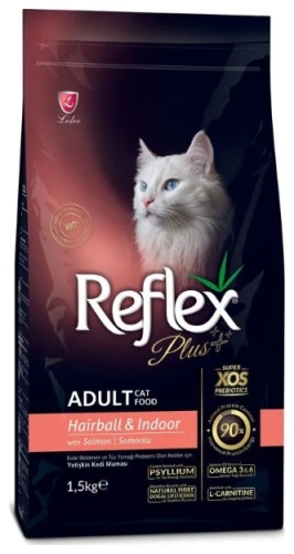 Reflex Plus Adult Hairball&Indoor для взрослых лосось 1.5 кг