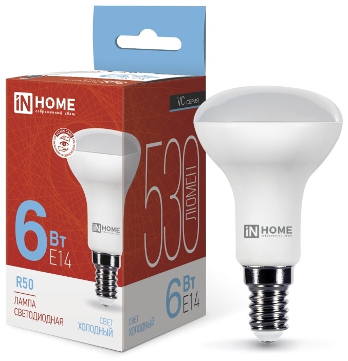 IN HOME 6W Е14, светодиодная, холодный белый