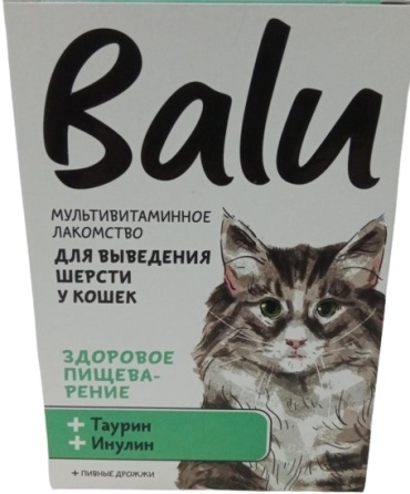 Balu Мультивитаминное лакомство Здоровое пищеварение для выведения шерсти у кошек 100 таблеток