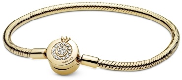 PANDORA «Сияющая корона» 569046C01-18 длина 18 см, вес 13.11 г сплав покрытый золотом 14К, плетение снейк
