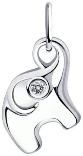 Подвеска AQUAMARINE 94-130-01085-1 вес 0.68 г серебро, фианит