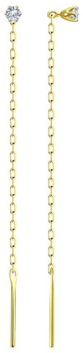 Серьги-цепочки SOKOLOV 029503-2 вес 0.6 г золото, фианит