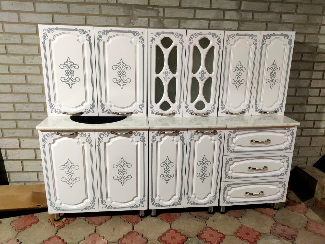 Купить Кухонный гарнитур Азия Бренд Линда 60x30x215 см ЛДСП, МДФ в ...