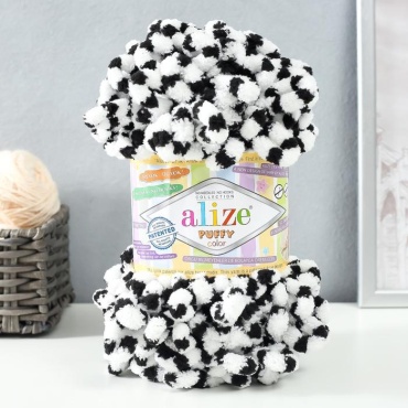 Моток Alize Пряжа "Puffy color" 100 % микрополиэстер 9м/100г (6451) 9438202,9438202 мультиколор 9 м 100 г