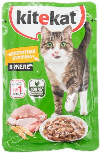 Kitekat Аппетитная курочка кусочки в желе курица 85 г 1 шт