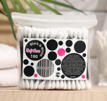 Soft Care ватные палочки Black & White 100 шт
