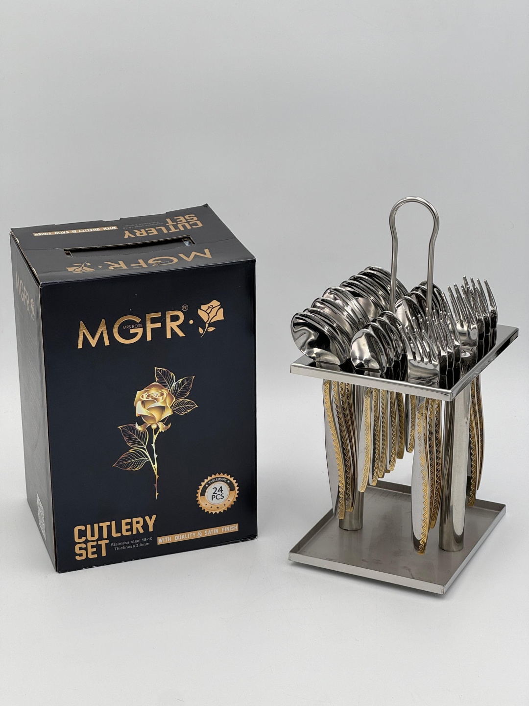 Набор столовых приборов MGFR 24 шт, золотистый, серебристый 1756428