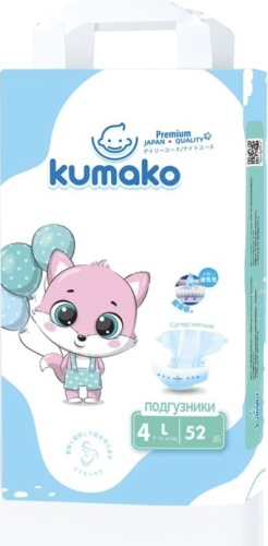 Подгузники Kumako Premium Care L, 4, 52 шт
