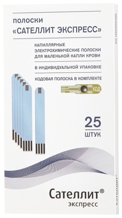 Купить Сателлит Экспресс тест-полоски для глюкометра 25 шт в Алматы ...