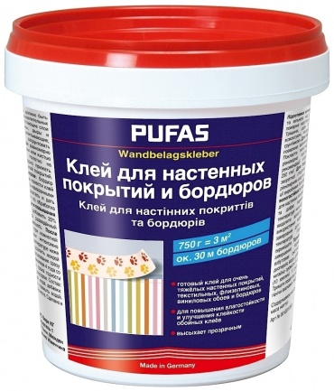 Клей обойный PUFAS для настенных покрытий и бордюров, 750 г