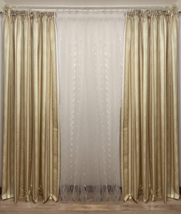 Портьеры Renaissance 300x320 см 2 шт, жаккард, бежевый, золотистый
