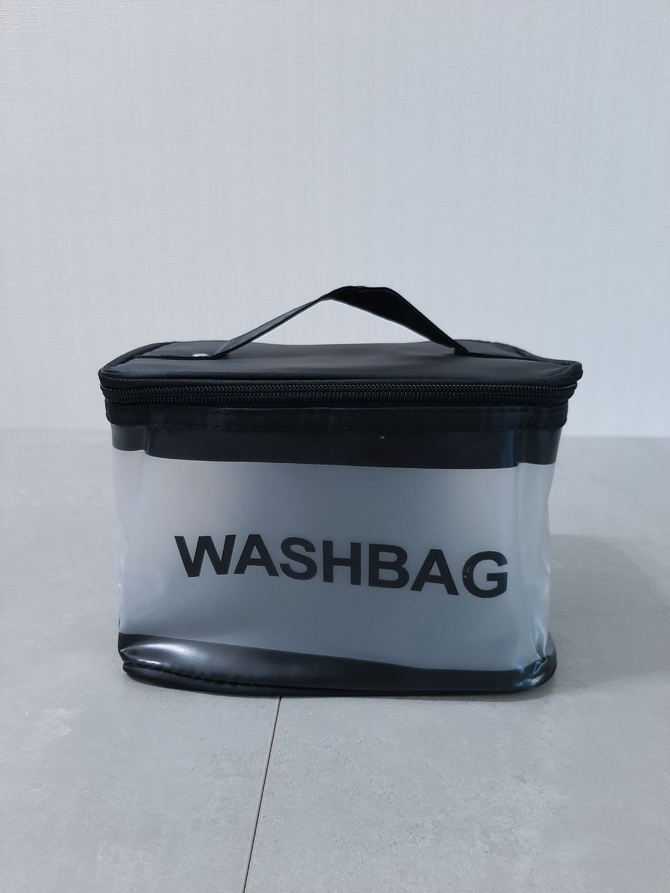 Washbag косметичка натуральная кожа, полиэстер черный 14X20 см