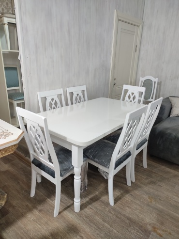 Комплект Ideal TSEYU 86868, стол 200х150 см + 6 стульев, белый