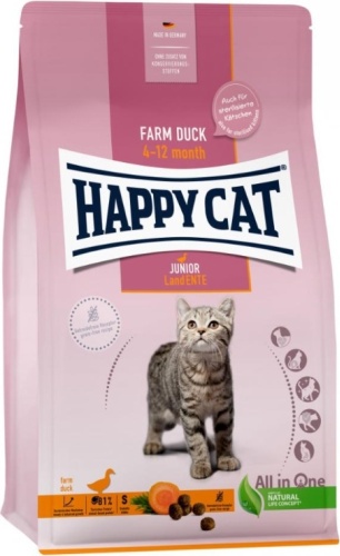 Happy Cat Junior для котят утка 1.3 кг