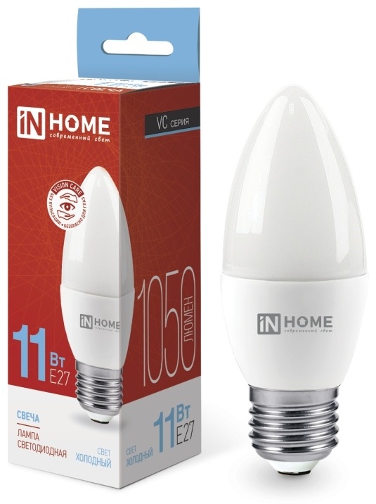 IN HOME 11W E27, светодиодная, холодный белый