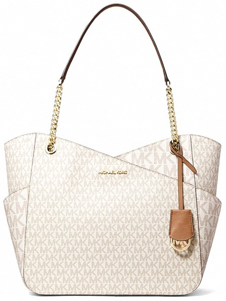 Сумка тоут Michael Kors натуральная кожа, канвас белый, молочный