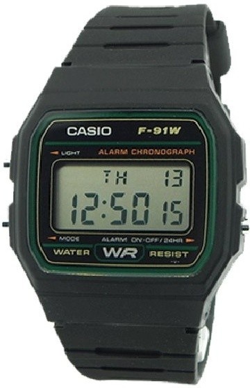 Кварцевые CASIO CASIO F-91W-3DG пластик