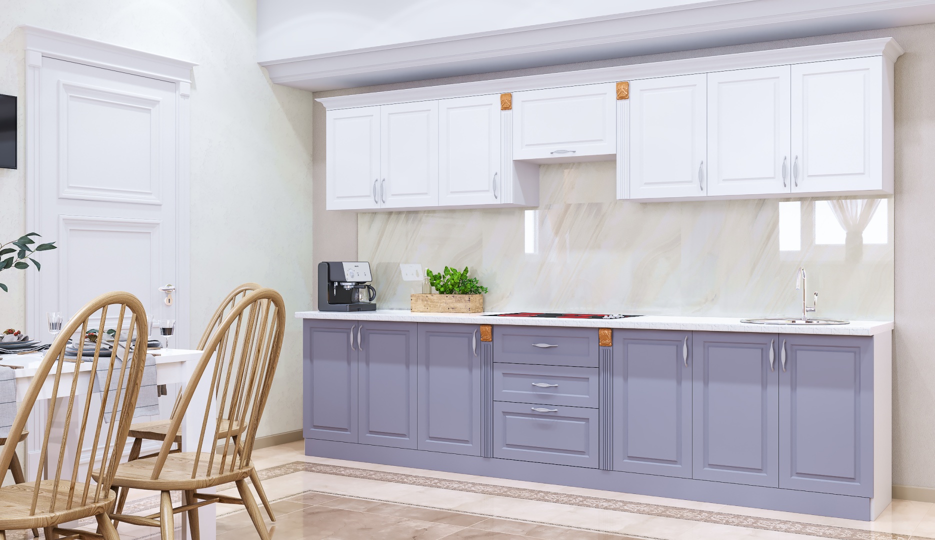 Купить Кухонный гарнитур Эдем Милана 16, 300x60x210 см, белый, серый в ...