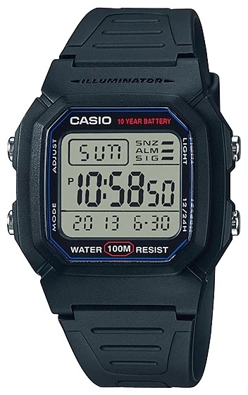 Кварцевые CASIO W-800H-1AVDF пластик
