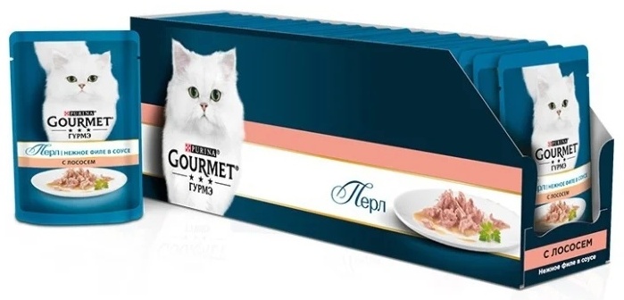 Купить Корм Gourmet кусочки в соусе лосось 85 г 24 шт в кредит в Алматы ...