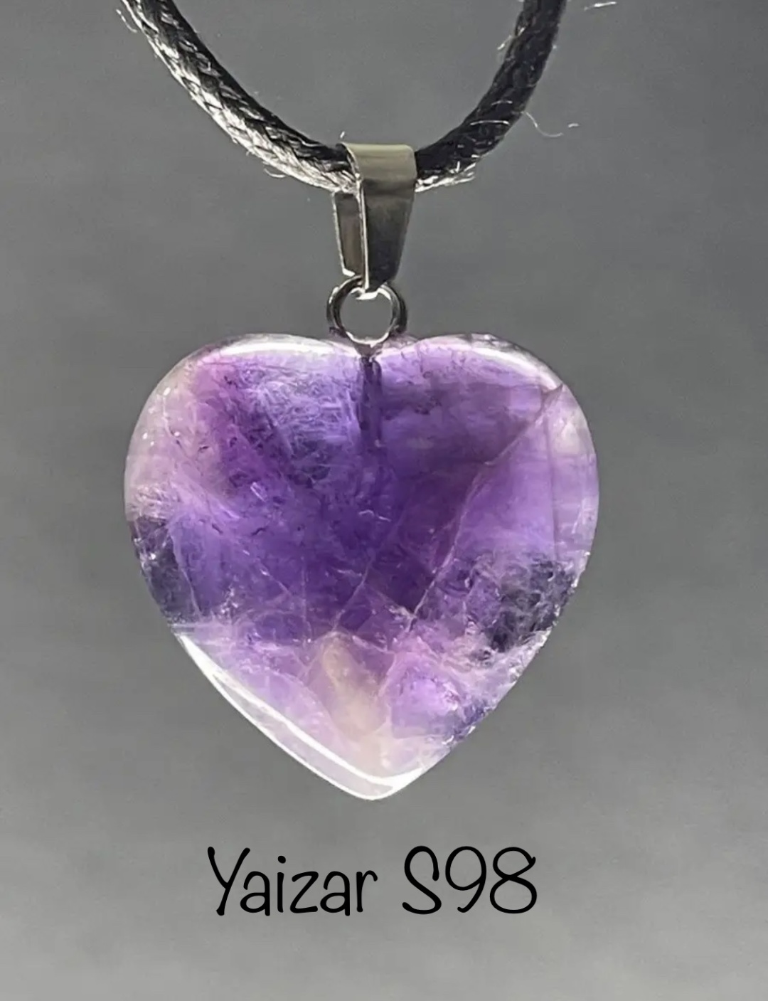 Подвеска YAIZAR S98 искусственная кожа, медицинская сталь, аметист