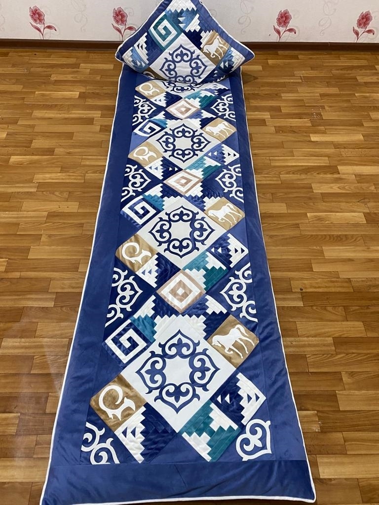 Комплект корпе с подушками 250x80 см, вата, голубой