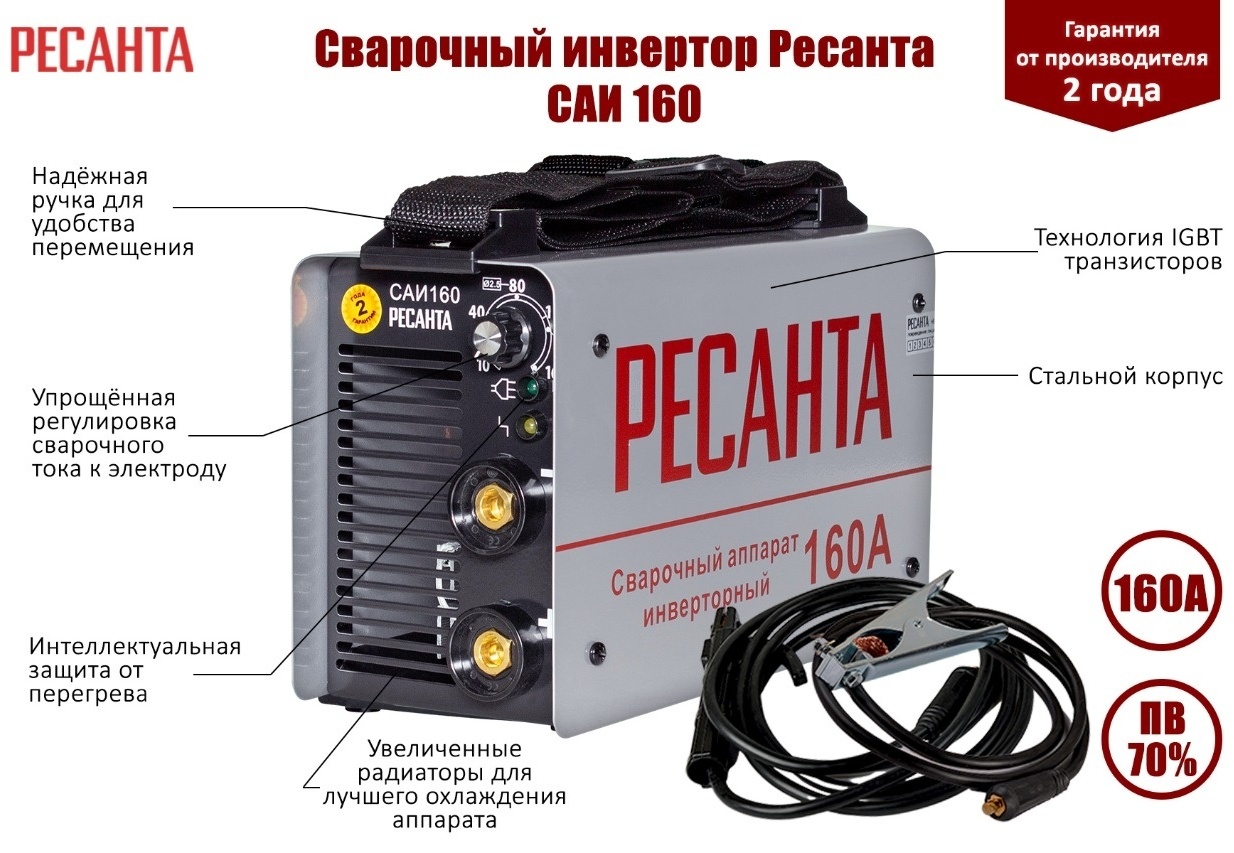Купить Ресанта сварочный инвертор САИ-160 65/1 (MMA) в кредит в Алматы ...