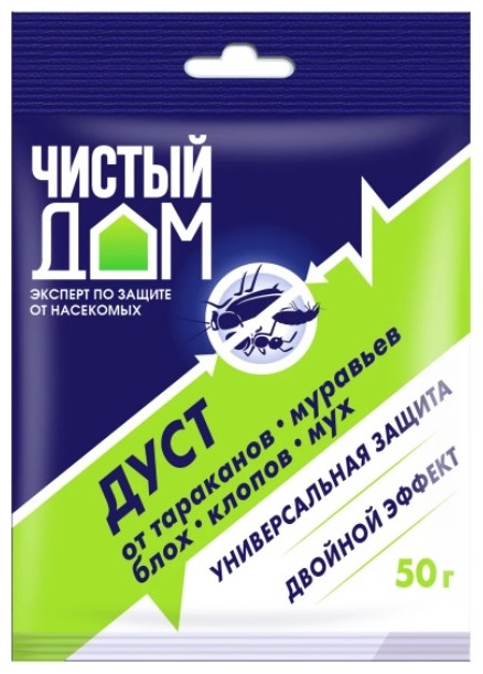 Чистый дом порошок Дуст от муравьев, блох и клопов 50