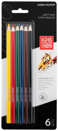 Цветной карандаш Аква-Колор форма шестигранная 6 шт