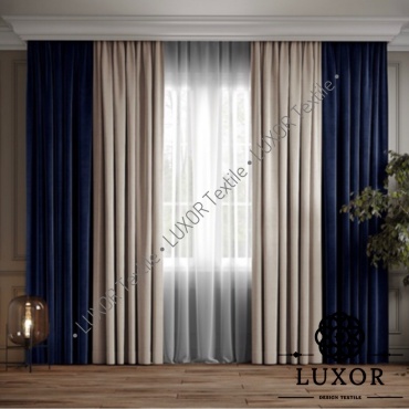 Комплект LUXOR Textile 200x270 см 2 шт, сетка, велюр, синий, бежевый