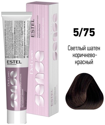 ESTEL PROFESSIONAL De Luxe Sense 5/75 светлый шатен коричнево-красный крем-краска 60 мл