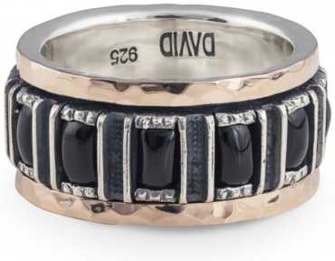 DAVID R3802OnR размер 17 вес 12 г серебро, золото, оникс