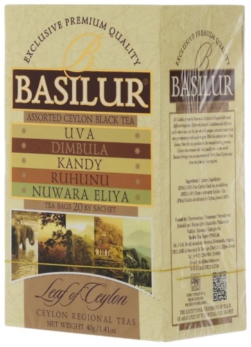 Чай Basilur черный Assorted leaf of Ceylon в коробке 25 пакетиков