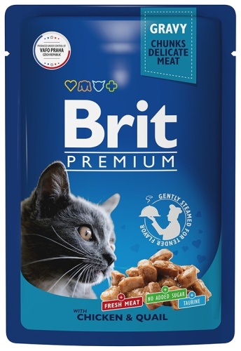Brit Premium кусочки в соусе перепелка, цыпленок 85 г 1 шт