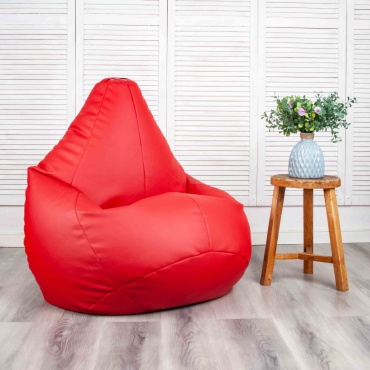 Кресло-мешок KresloComfort Классик XL, чехол искусственная кожа, красный