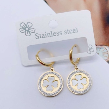 Серьги Stainless Steel бижутерный сплав, ювелирный сплав, медицинское золото, кристалл