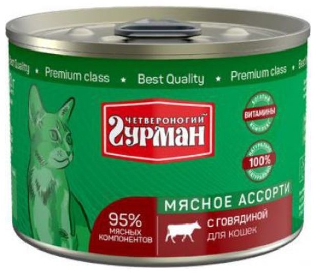 Купить Корм Четвероногий Гурман кусочки в желе мясное ассорти 190 г 3 ...