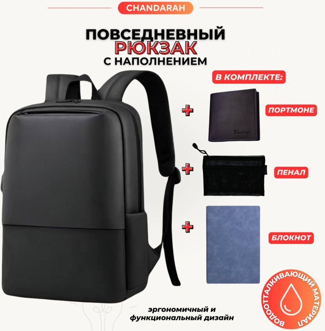 Рюкзак CHANDARAH полиэстер черный