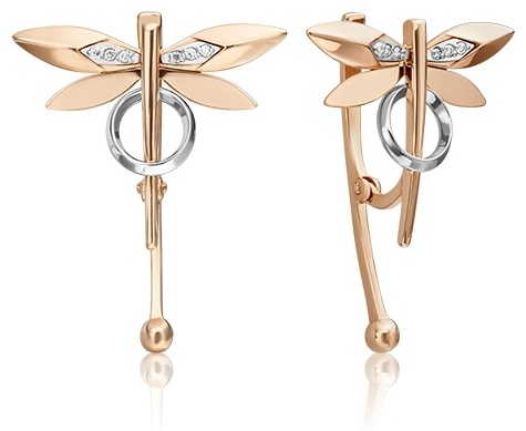 Серьги PLATINA 02-4809-00-101-1111 вес 4.51 г золото, бриллиант