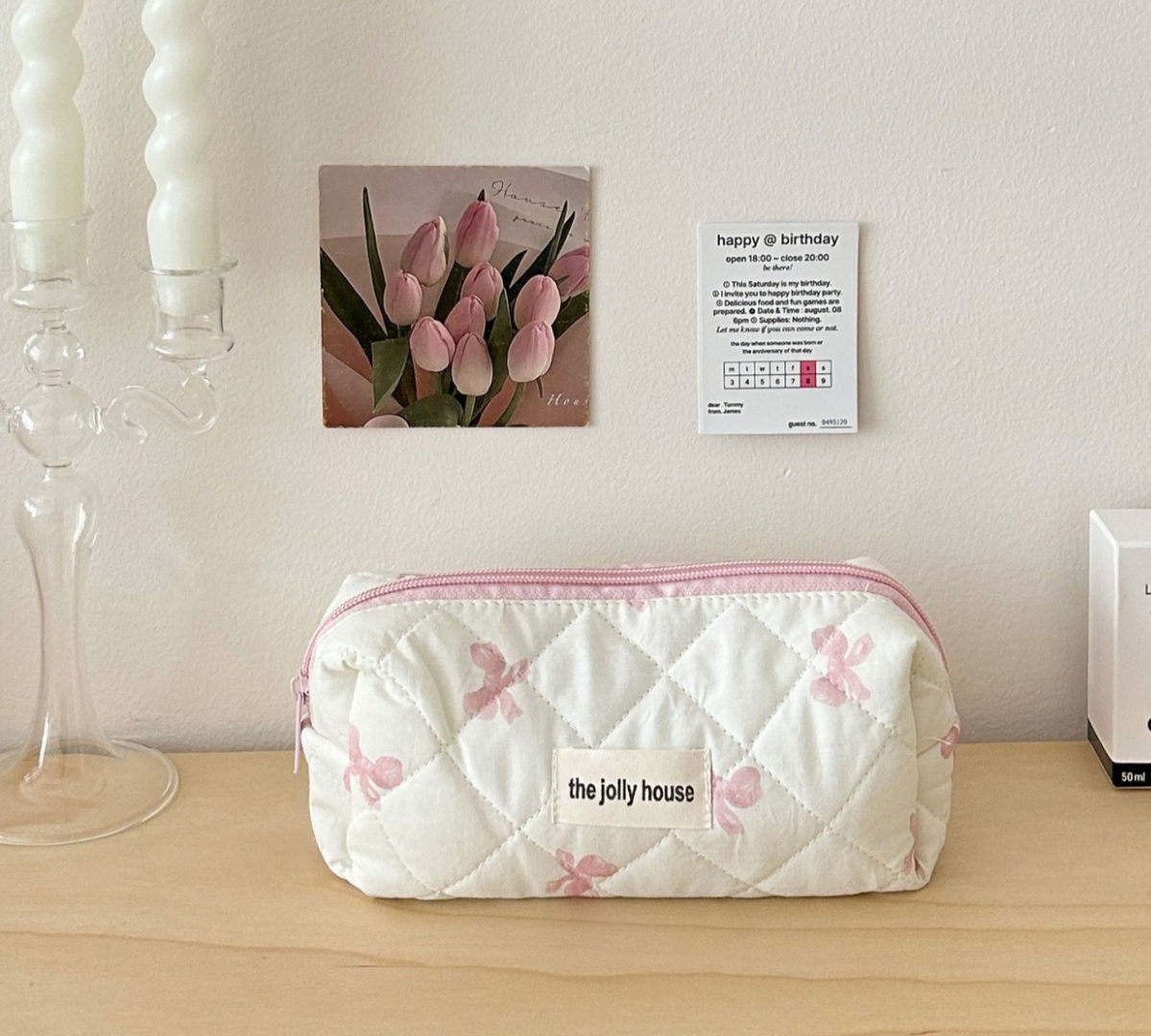 Accessories косметичка нейлон, хлопок белый 9X18 см