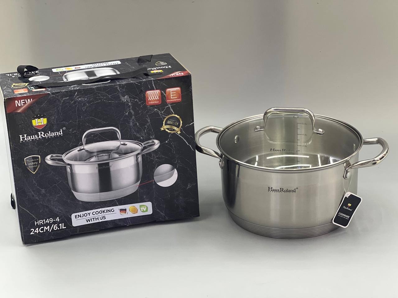 Кастрюля 6.1 л, Haus Roland HR149-4 сталь